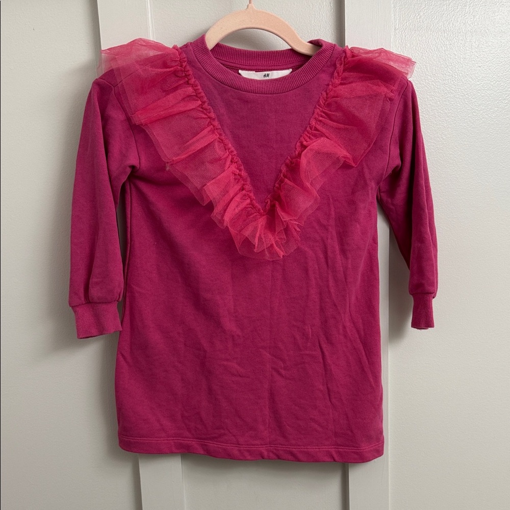 H&M Fuchsia Long Sleeve Kids Tee with Ruffles
